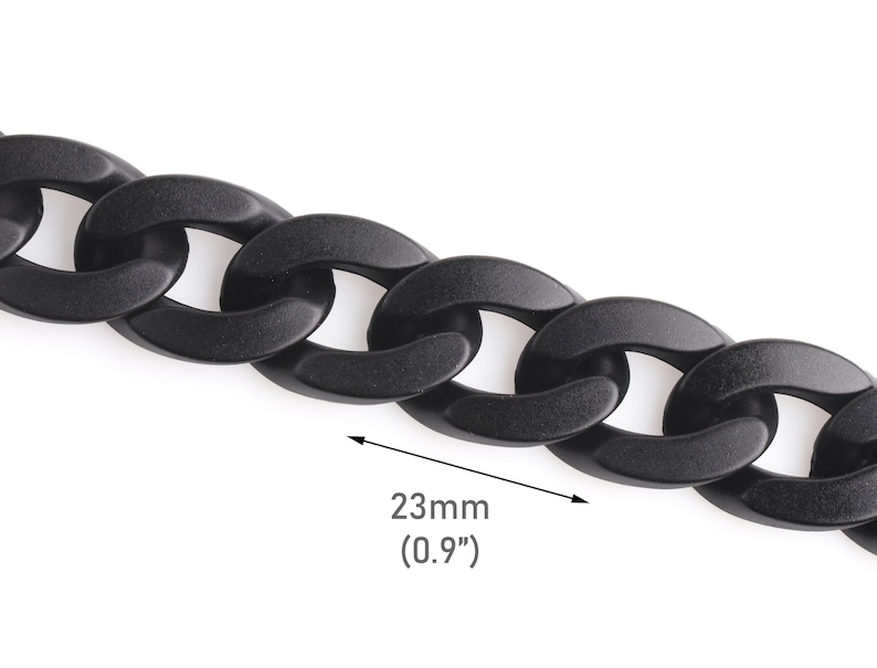 May include: Black chain link with a matte finish. The chain link is 23mm (0.9 inches) wide.