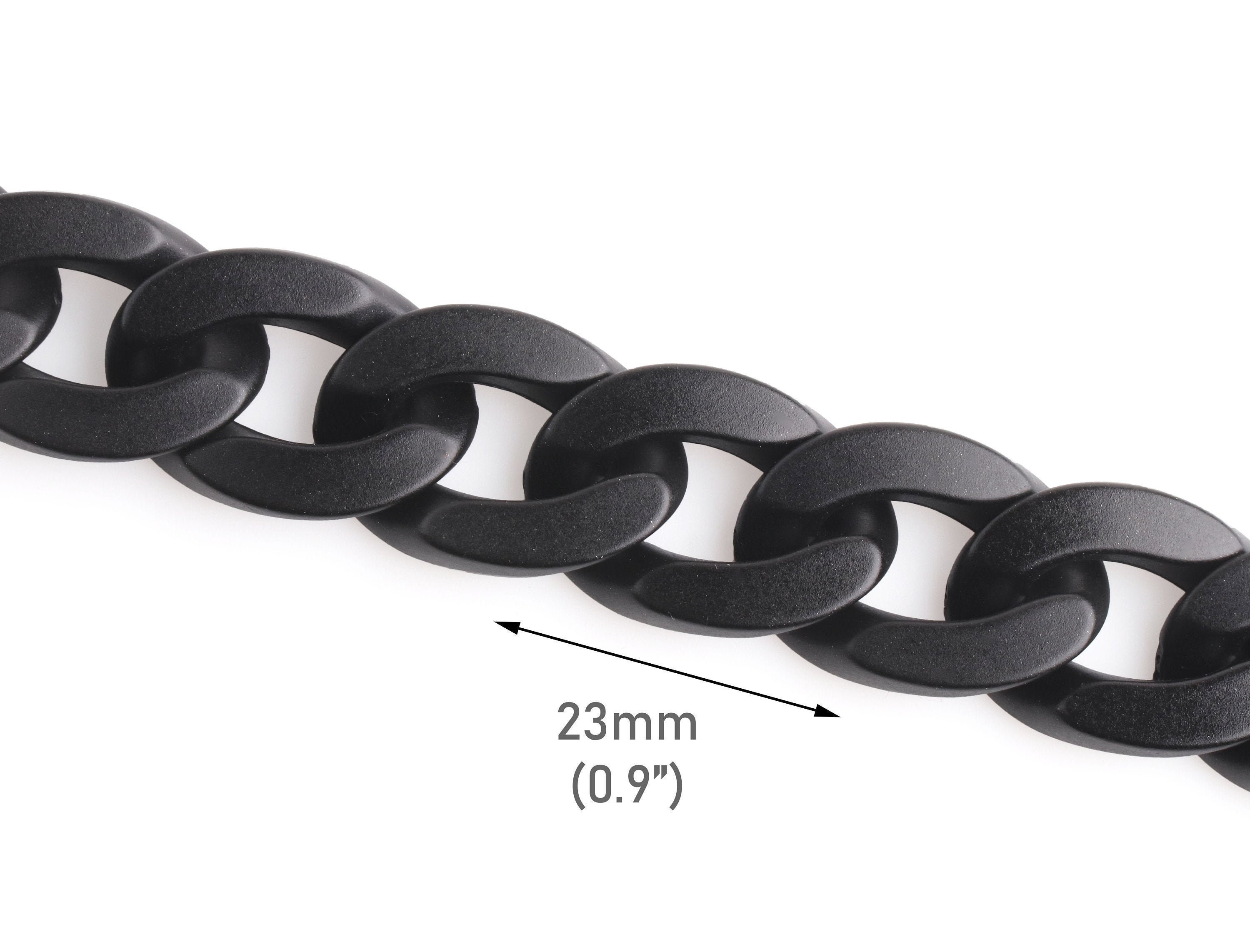 1ft Matte Black Plastic Chain Links, 23x17mm, Frosted Black 1ft Matte Black Plastic Chain Links, 23x17mm, Frosted Black