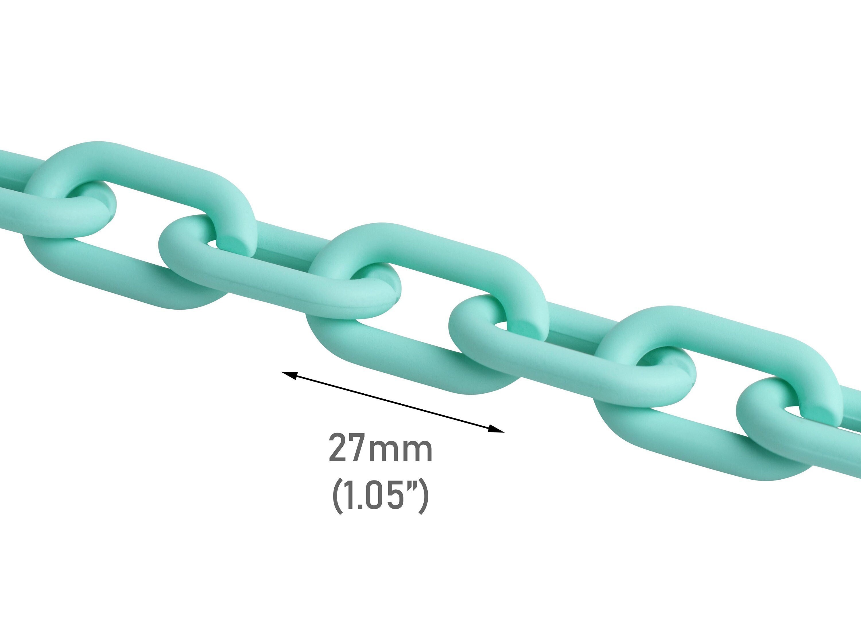 1ft Matte Mint Green Chain Links, 27 X 16mm, Ultra Smooth, Plastic