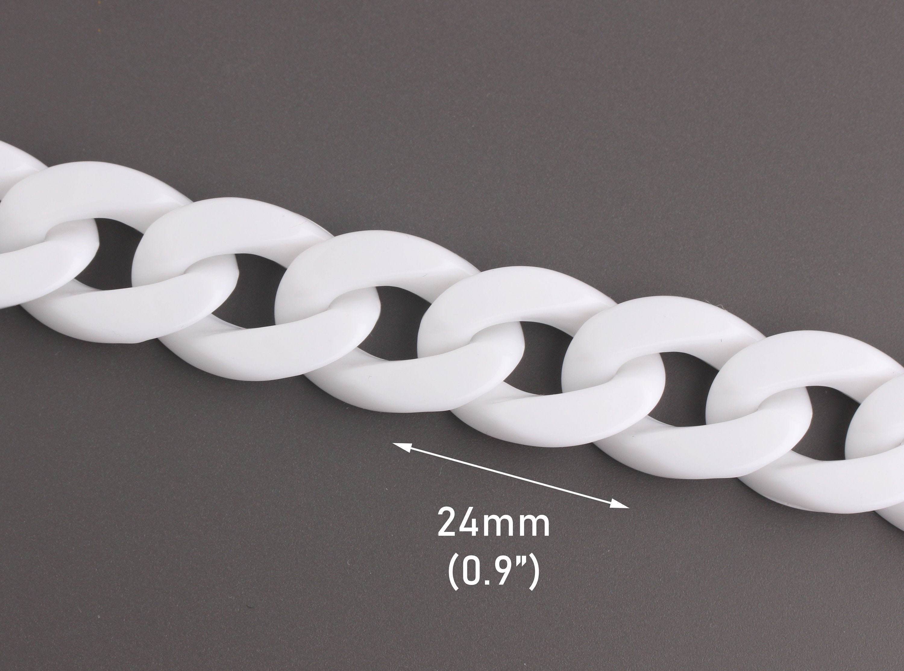 1ft Clear Acrylic Chain Links, 24mm, Transparent, For Cuban Link