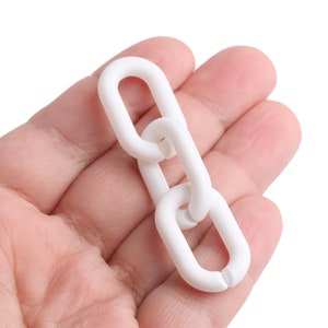 1ft Matte White Chain Links, 27 x 16mm, Ultra Smooth, Oval Connectors, Paper Clip Style, Super Chunky Bracelets and Necklaces, CH323-27-W32 image 3