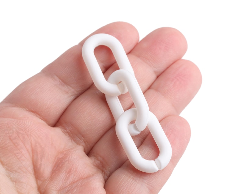 1ft Matte White Chain Links, 27 x 16mm, Ultra Smooth, Oval Connectors, Paper Clip Style, Super Chunky Bracelets and Necklaces, CH323-27-W32 image 3