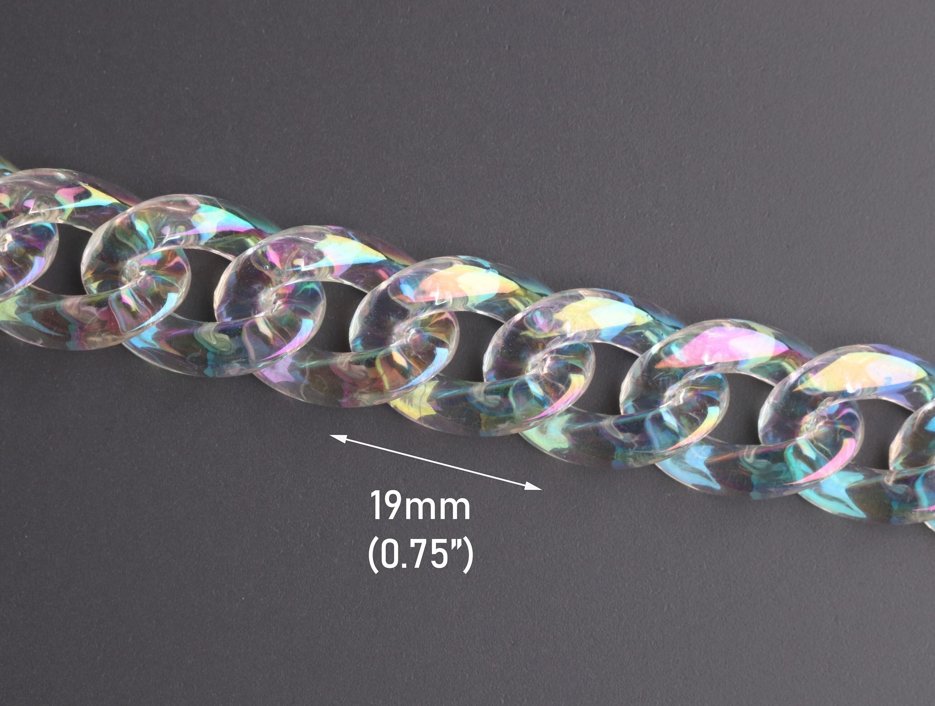 1ft Opal White Acrylic Chain Links 23 X 17mm Holographic 