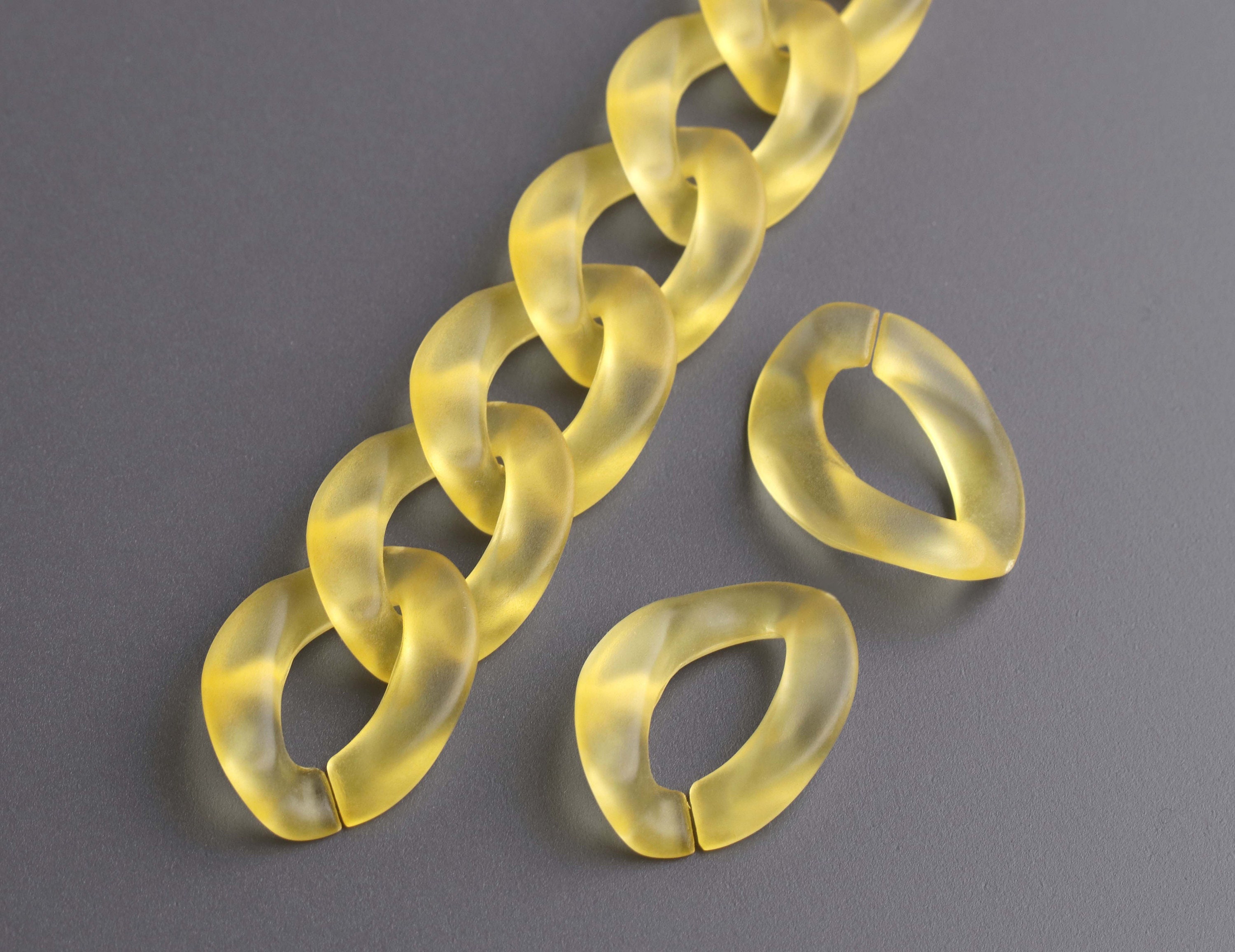 Frosted Chain 1ft Frosted Acrylic Chain Links in Yellow, 23 X 17mm, Matte Transparent ...