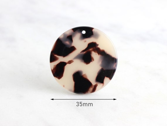 4 Blonde Tortoise Shell Pendant, 35mm Discs Large Circle Acrylic Blanks One Hole, Acetate Tortoise Hoop Earrings Blanks, CN014-35-WT