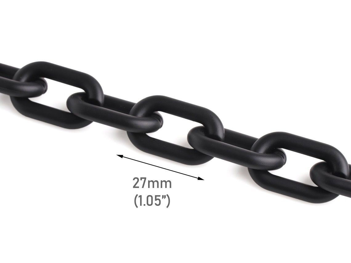 1ft Matte Black Chain Links, 27 X 16mm, Ultra Smooth, Rubberized ...