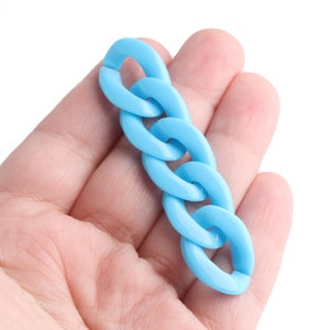 1ft Water Blue Plastic Chain Links, 23mm X 17mm, Cuban Chain Necklace ...