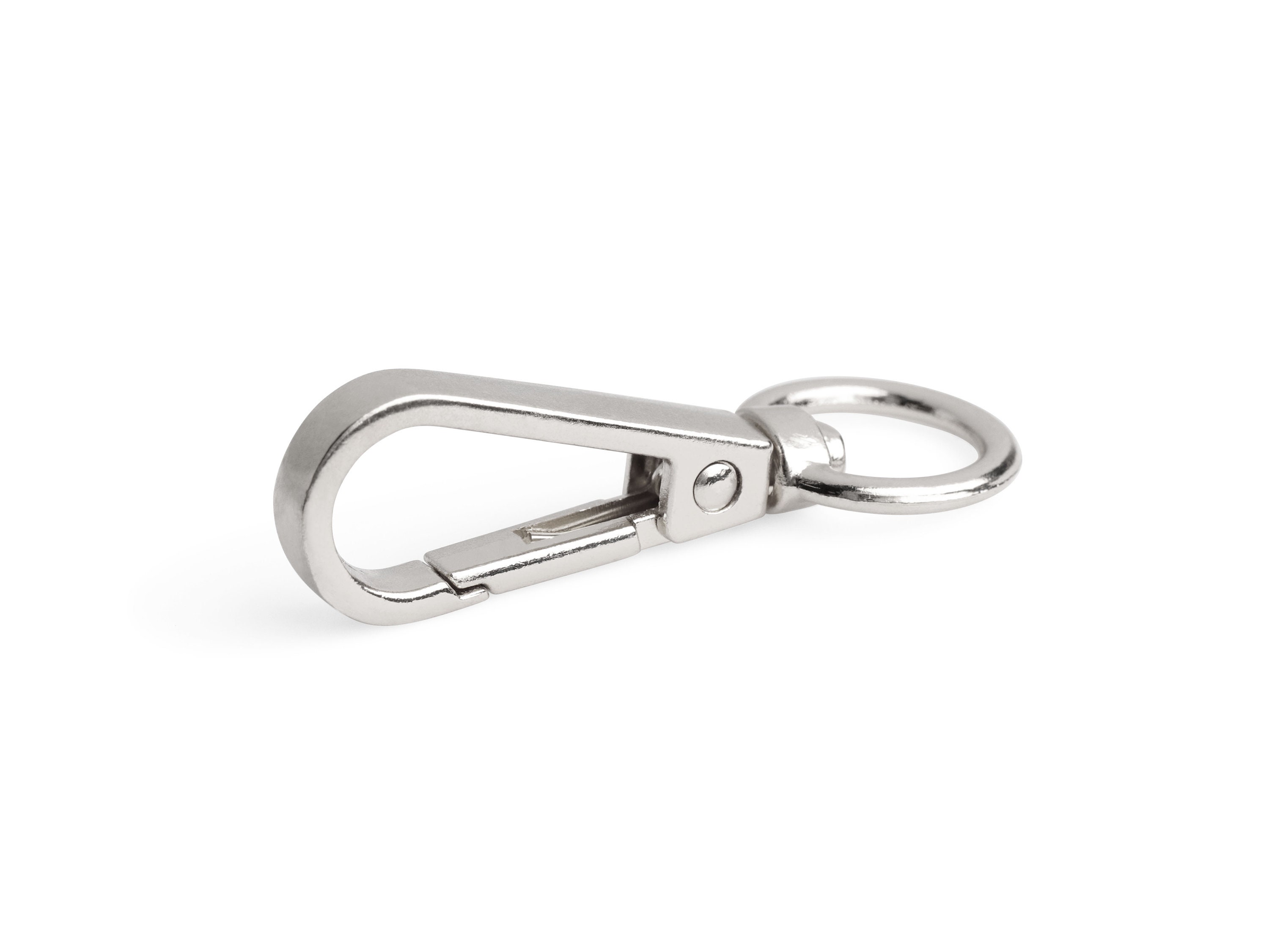 2 Small Silver Snap Hooks with Swivel, 1.3 Inch, Metal, Replacement Cl