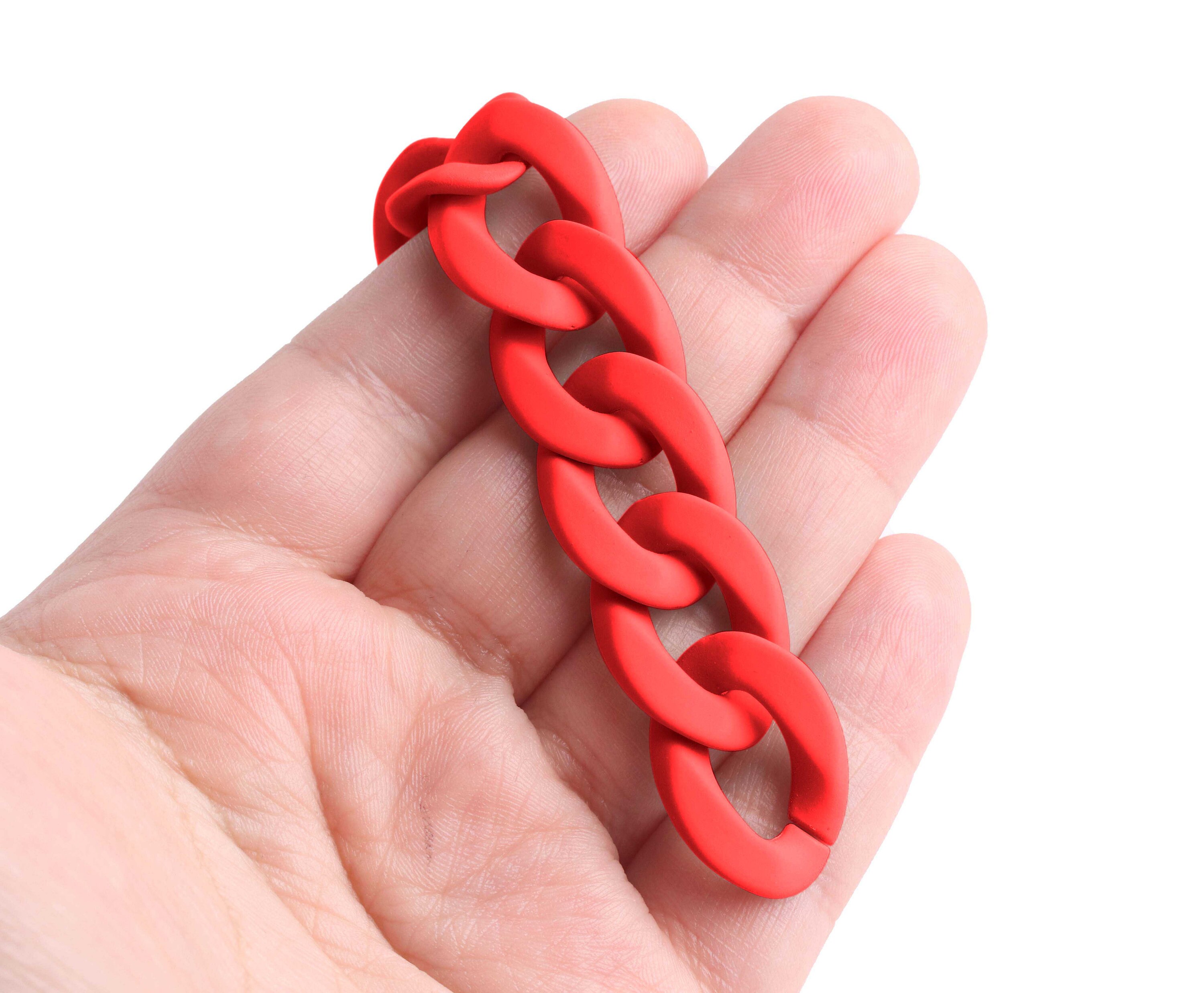 1ft Matte Red Plastic Chain Links 24 X 17mm Dark Red Acrylic Etsy