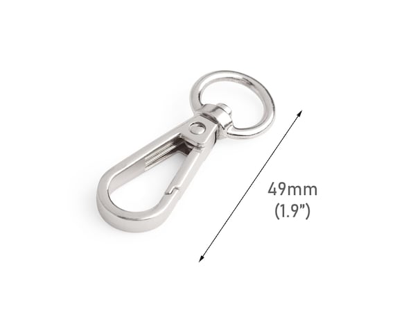 2 Silver Snap Hooks With Swivel for Bags, 1.9 Inch, Metal, Large Clips,  Purse Strap Attacher Rings, Designer Hardware Closure, RG140-49-MSS 