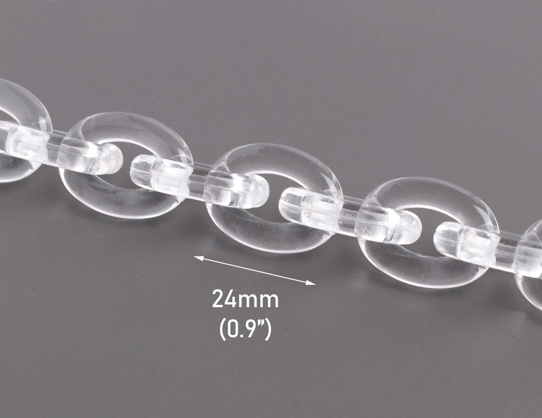 20pcs Iridescent Clear White Oval Acrylic Chain Links, Top Quality Plastic  Chain Links, Open Link per Size 32mmx20mm