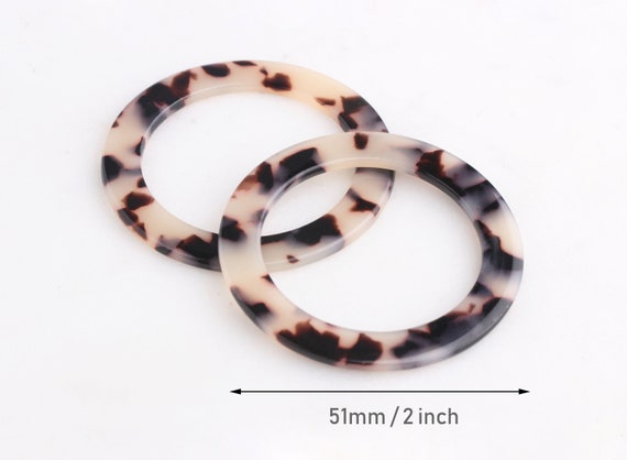 2 Large O-Rings, Swimwear Connector Rings, 2 Inch Ring, Competition Bikini Top Connector, Acetate Findings, Tortoise Shell Ring, RG058-51-WT