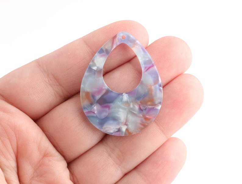 Dreamy Colors TD033-38-MC05 4 Watercolor Tortoise Shell Earring Charms Extra Large Teardrop Blanks Soft Pastel Color Blanks for Vinyl