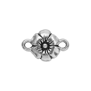 Pode incluir: Encanto de flor de prata com dois laços para prender a joias ou outras manualidades.