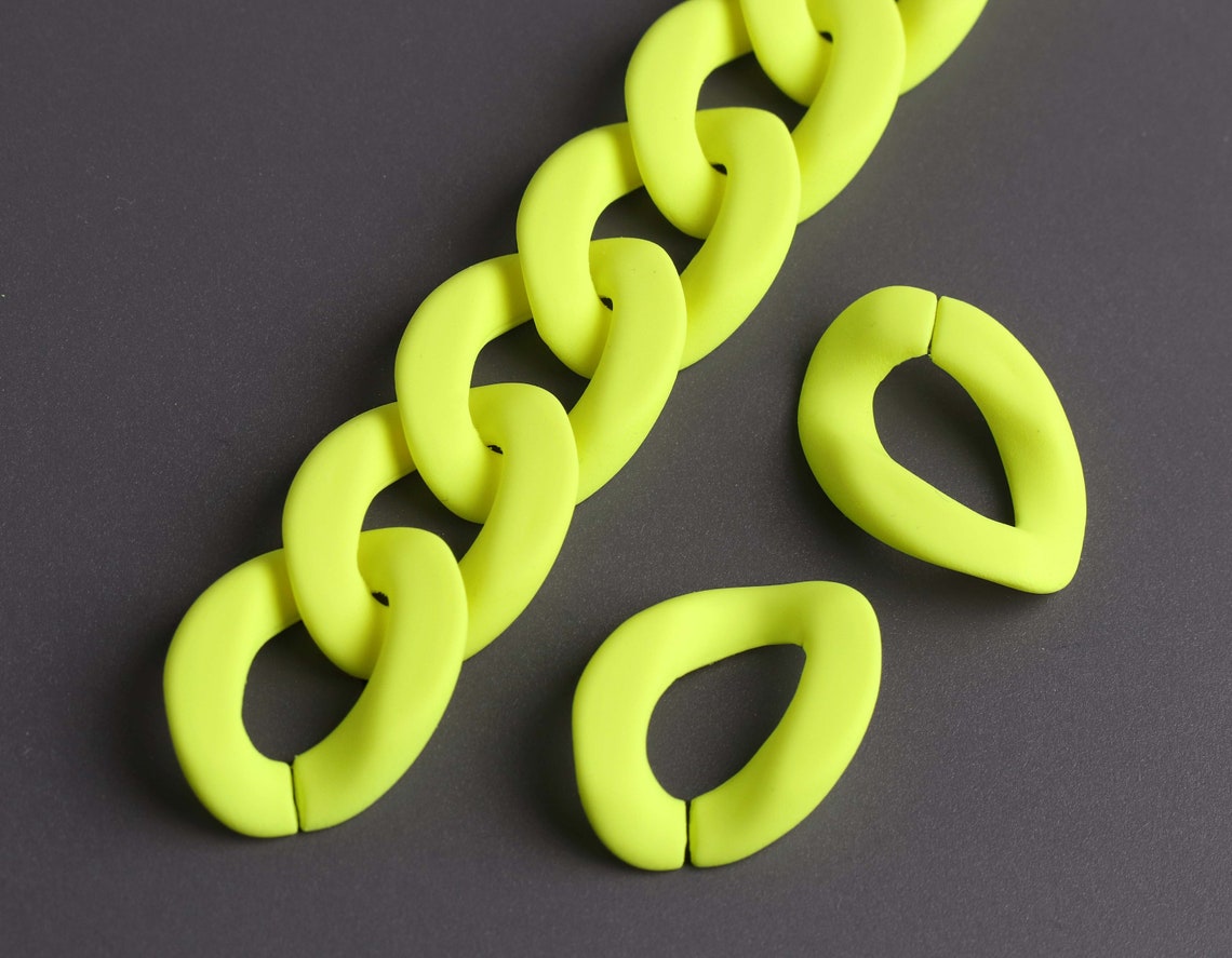 1ft Matte Neon Yellow Plastic Chain Links 24 X 17mm Cuban | Etsy