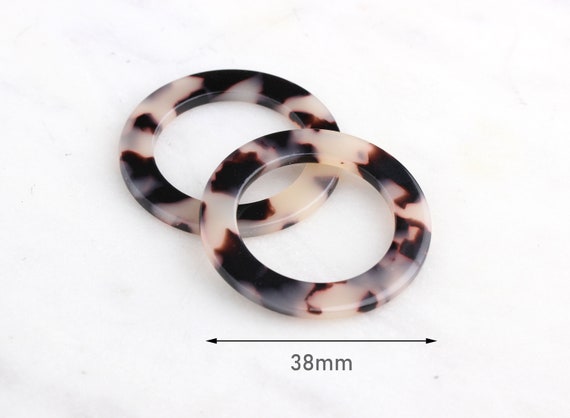 2 Large Circle Ring 1.5", Acetate Connector Acrylic Link Tortoiseshell Earrings, Handbag Hardware O-Ring, Seamless Ring, RG033-38-WT