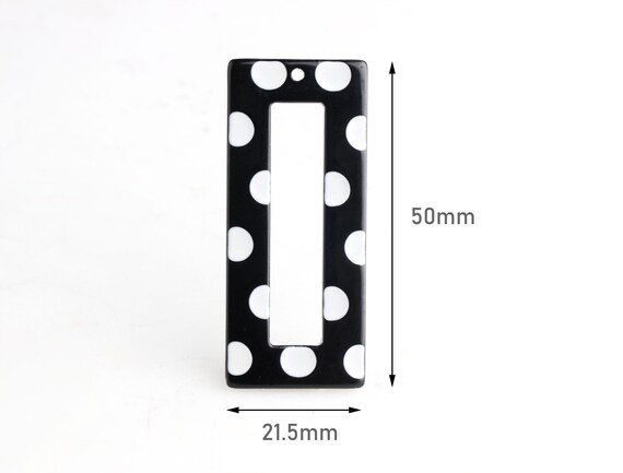2 Laser Cut Acrylic Pendant, Polka Dot Beads, 2 Inch Rectangle Blanks, Single Sided Charm, Chunky Earrings, Big Plastic Beads, DX066-50-BDOT