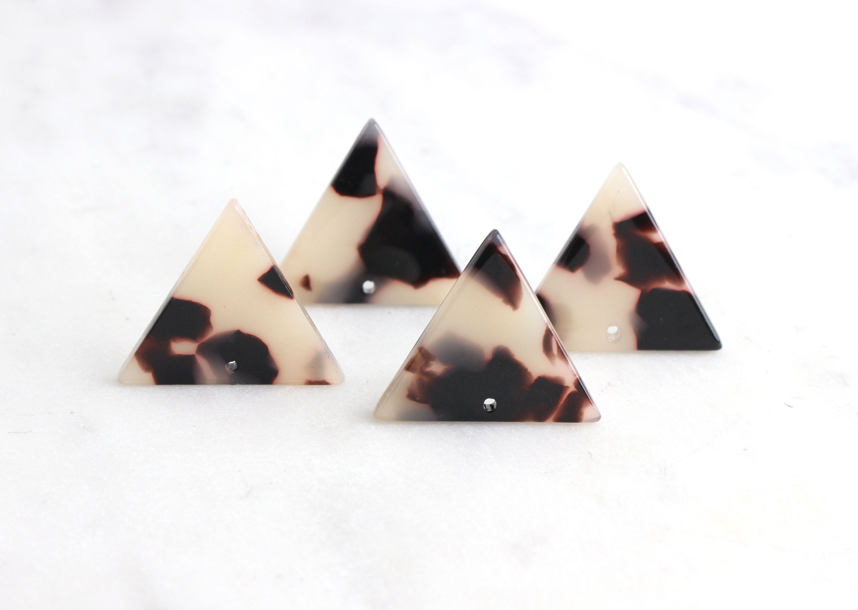 4 White Tortoise Shell Earring Triangles 20mm X 23mm, Plexiglass Shapes ...