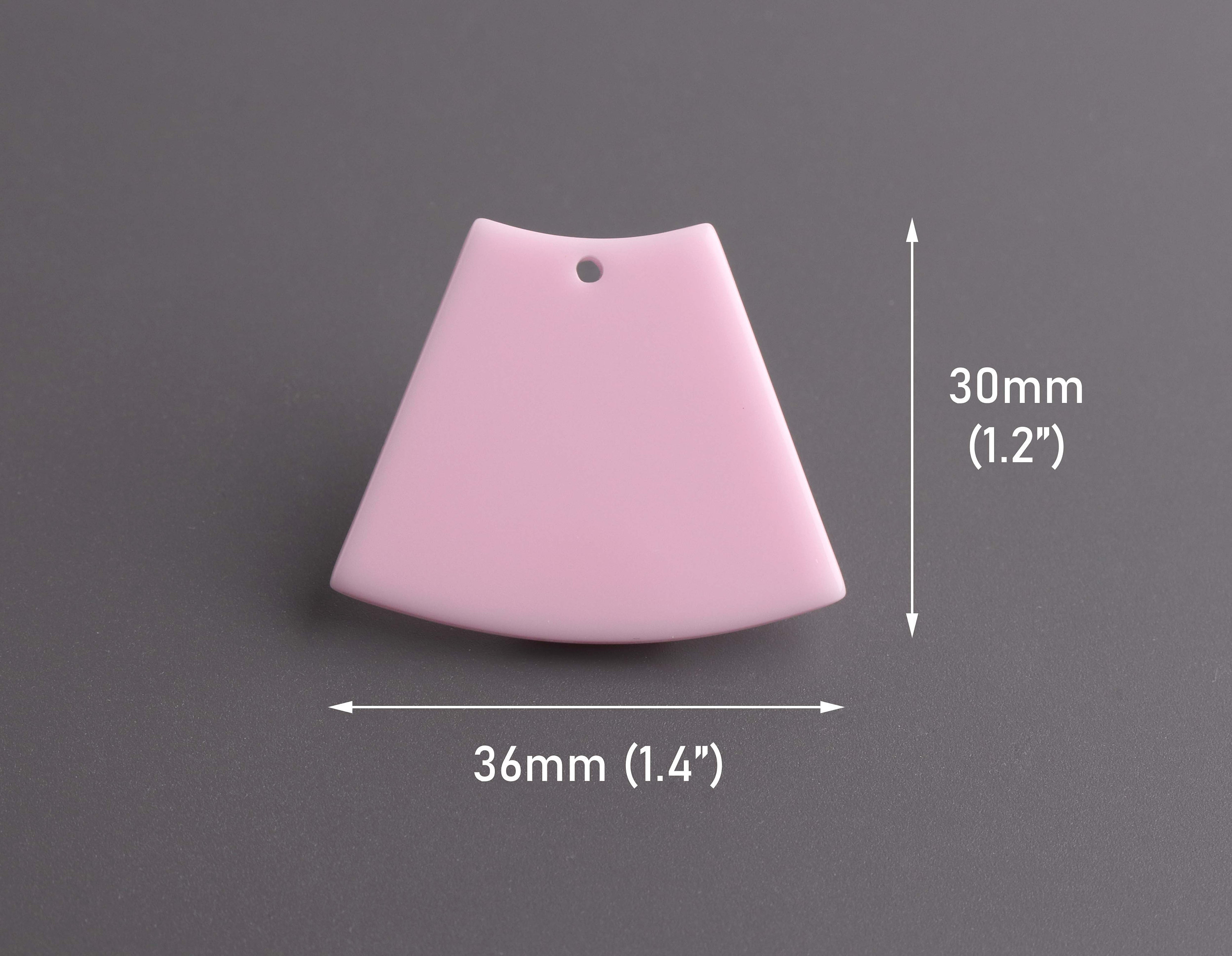 2 Soft Pink Wedge Beads, 36 X 30mm, Skirt Shape, Geometric