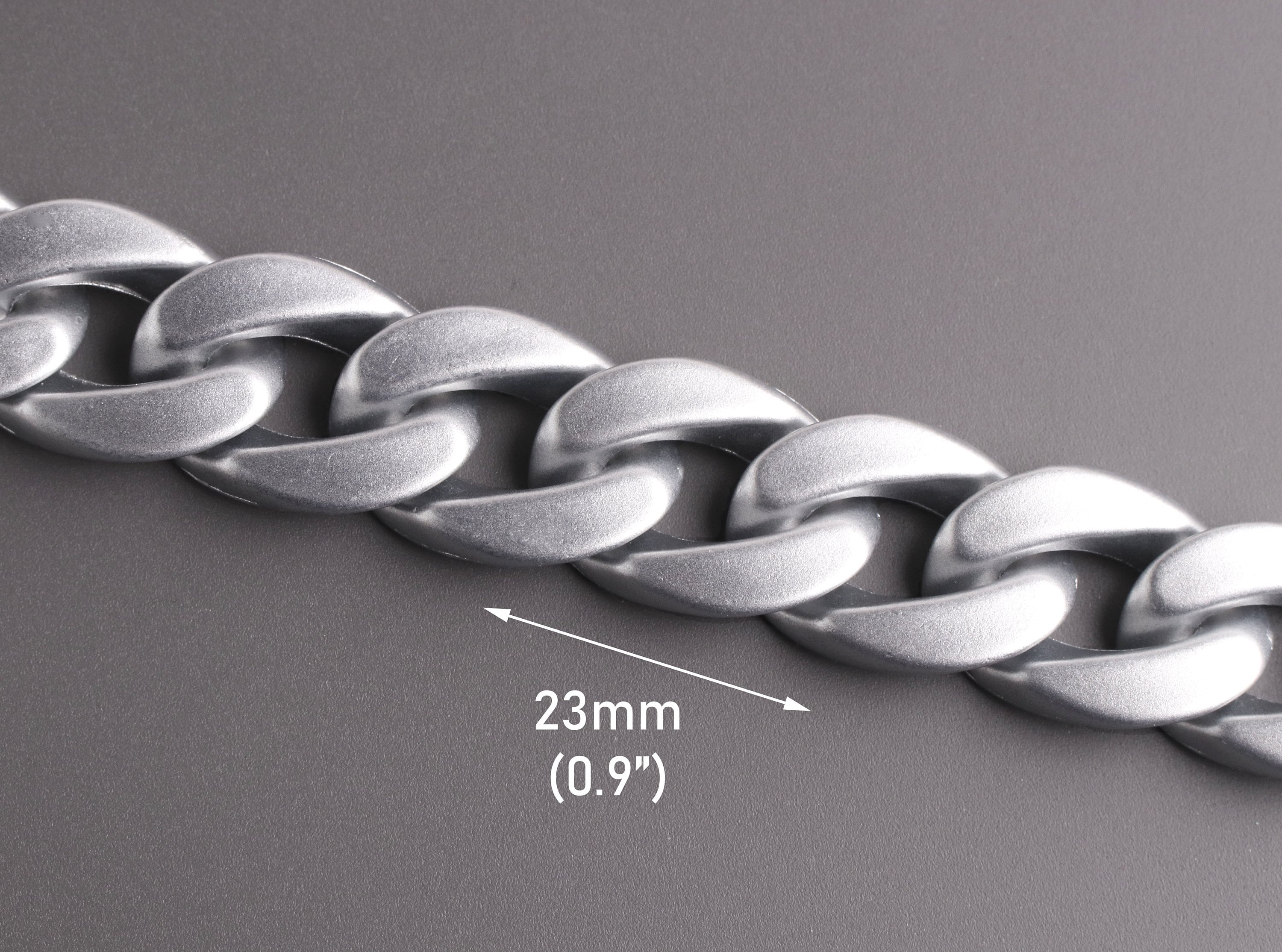 1ft Matte Silver Acrylic Chain, 23x17mm, Individual Loose Link