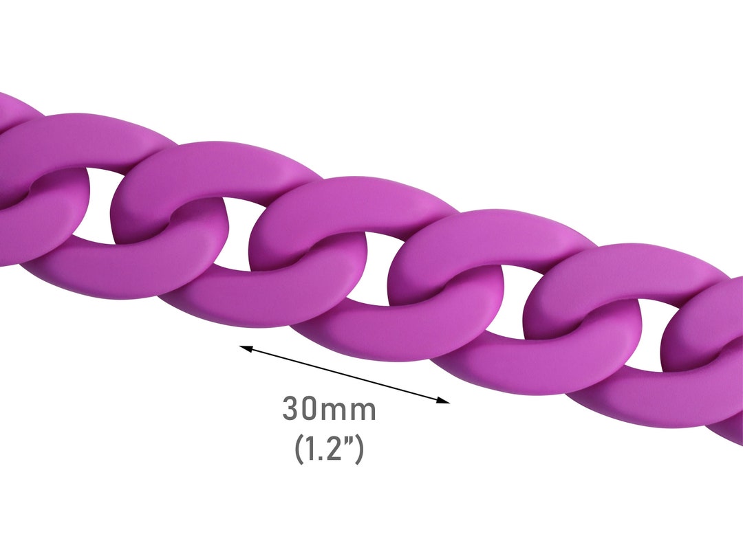 1ft Large Matte Neon Purple Acrylic Chain Links, 30 X 20mm, Festival ...