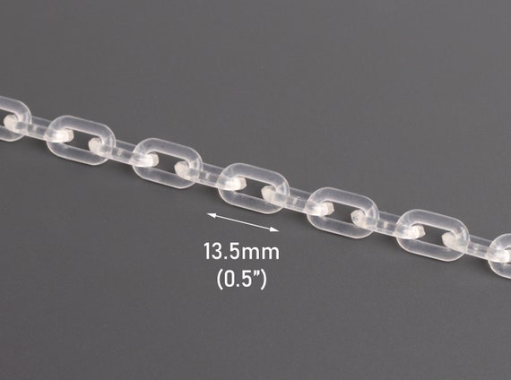 1 フィート透明クリアチェーン、13.5 x 7.5 mm、プラスチック、小型