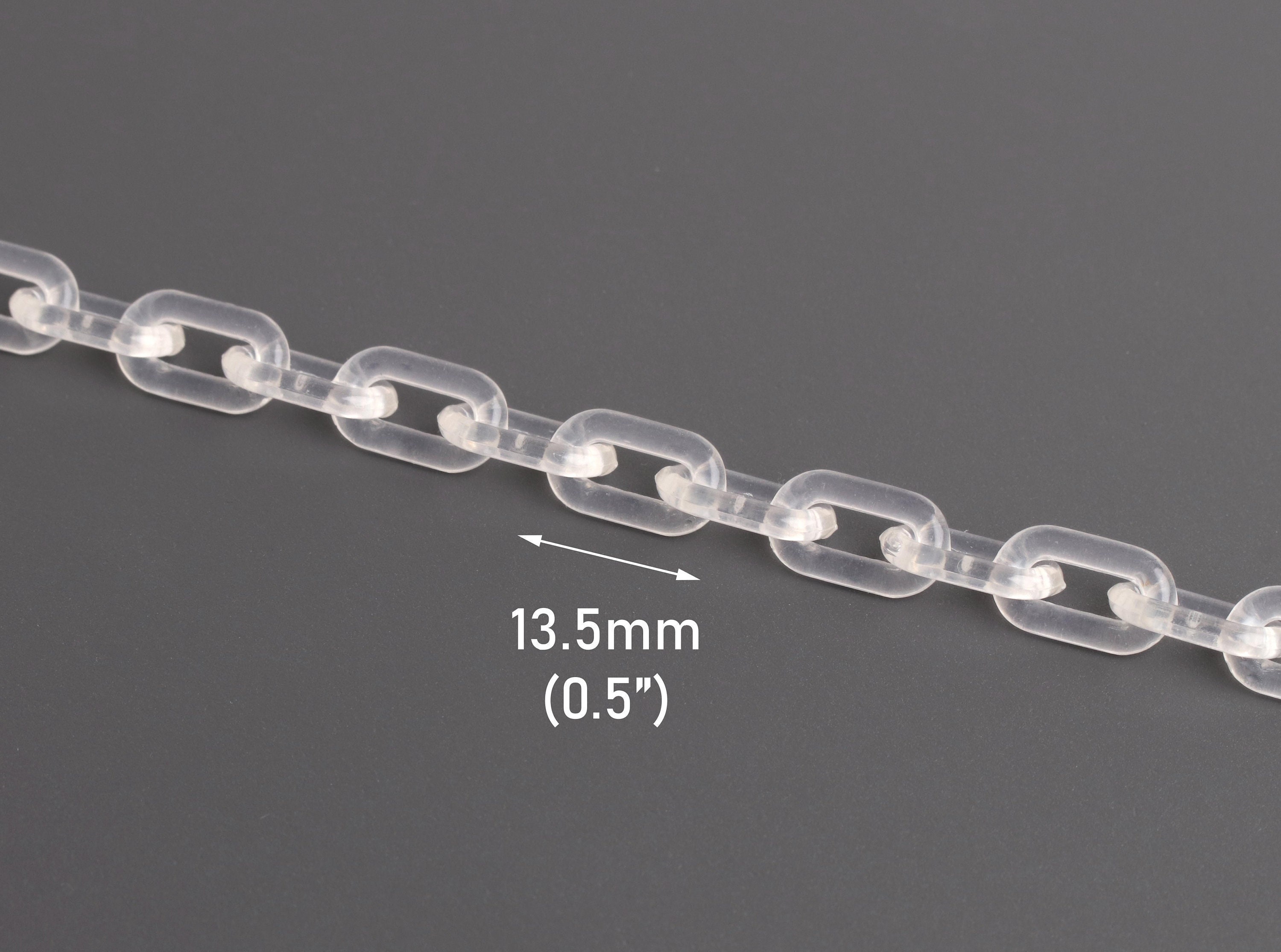 クリアチェーン 1 フィート透明クリアチェーン、13.5 x 7.5 mm、プラスチック、小型