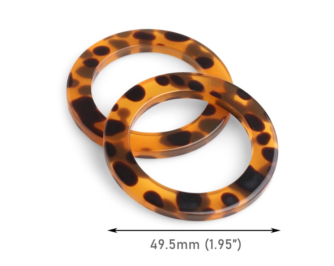 2 Big Designer Swimwear Rings in Tortoise Shell, 1.95 Inch, High Quality and Thick Plastic