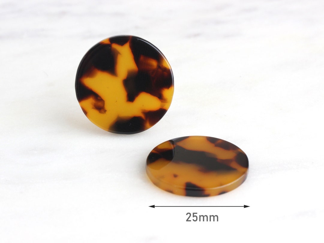 4 Tortoise Shell Round Circles, Plastic Blanks Resin Tortoise