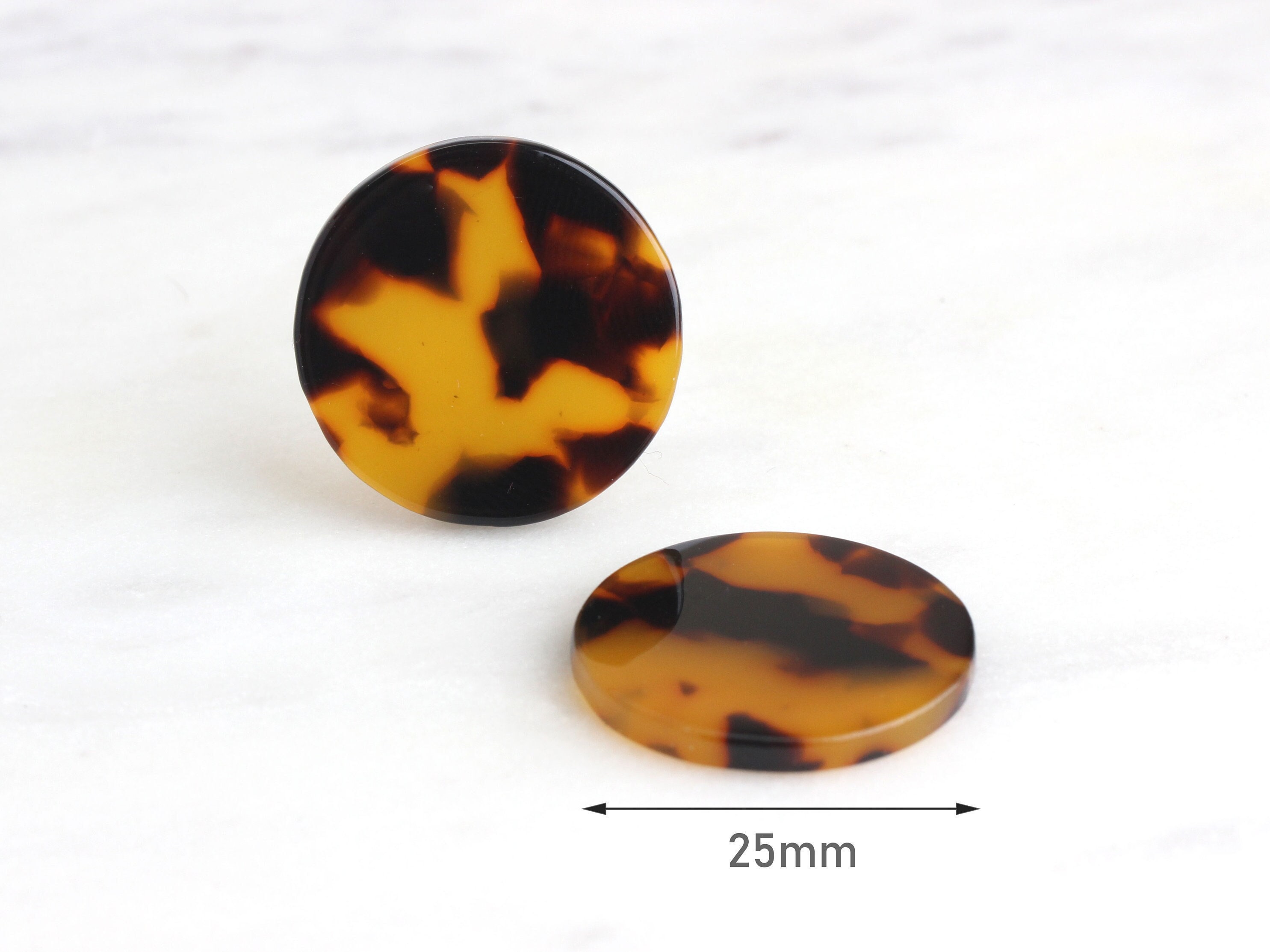 4 Tortoise Shell Round Circles, Plastic Blanks Resin Tortoise