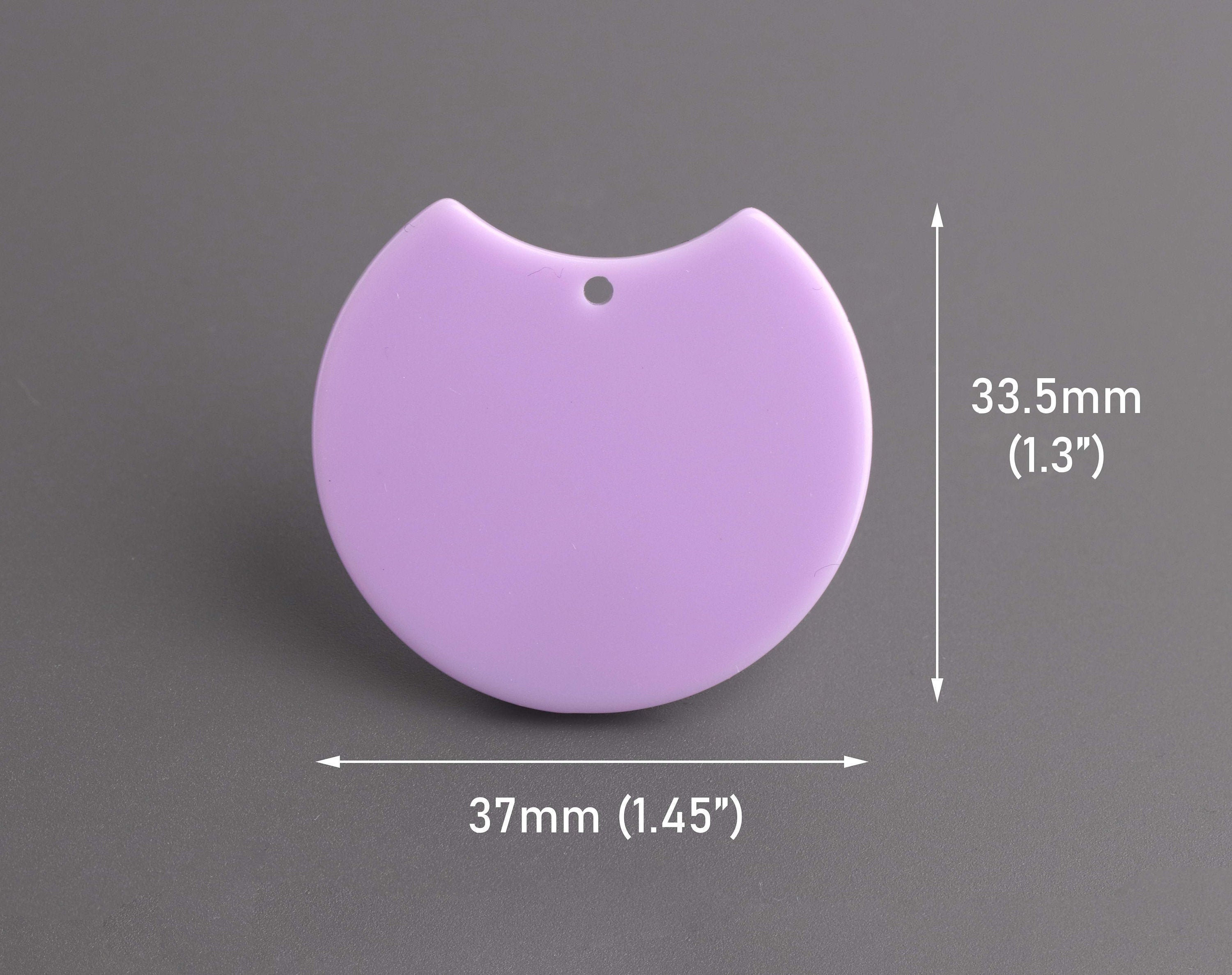 2 Purple Half Circle Pendants, 37 X 33.5mm, Large Semi