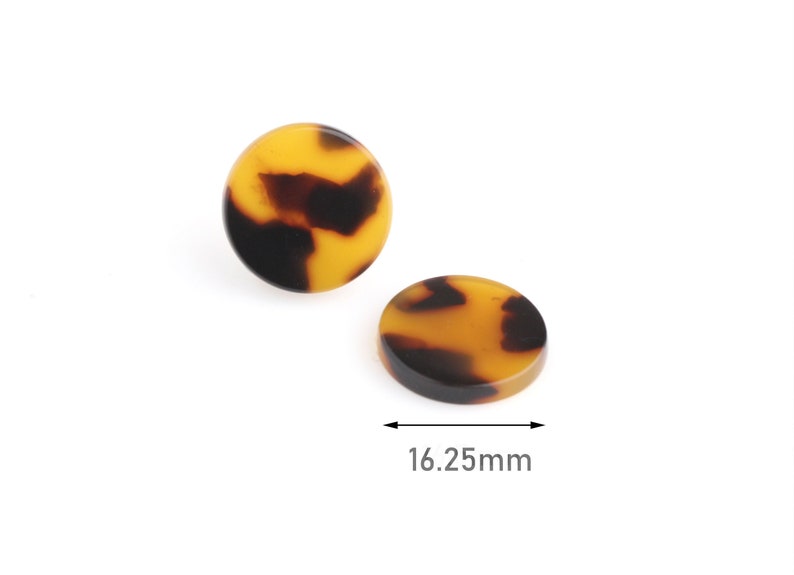 4 Tortoise Shell Circles 16mm Blanks Acetate Acrylic Earring Blanks 16mm Cabochons LAK039-16-TT Flat Circle Stud Earrings Thick Discs
