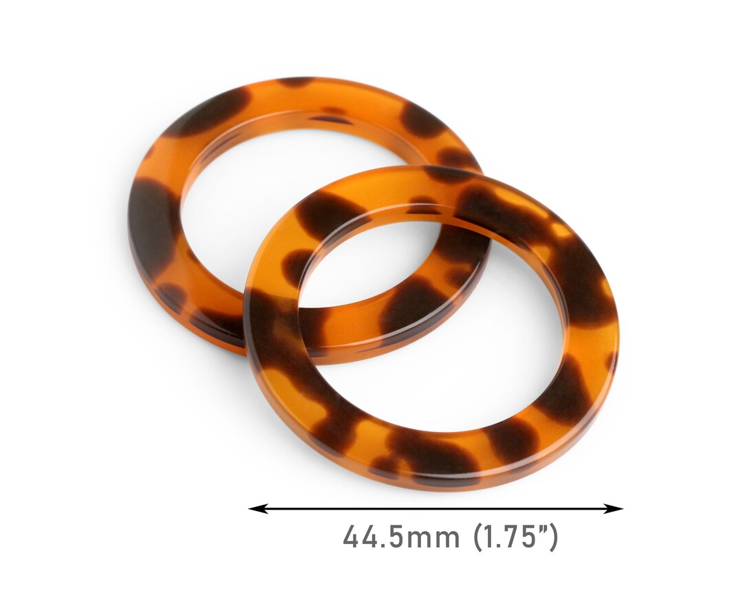 2 Designer Swimwear Rings in Tortoise Shell, 1.75 Inch, High Quality and Thick Plastic, Acrylic