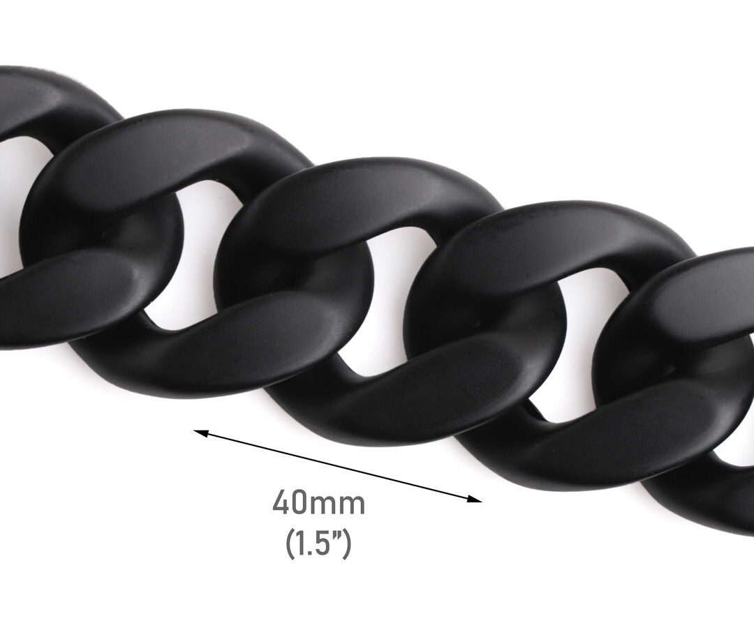 1ft Matte Metallic Black Acrylic Chain Links, 40 X 33.5mm, Satin Finish ...