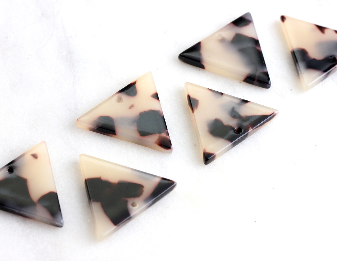 4 White Tortoise Shell Earring Triangles 20mm X 23mm, Plexiglass Shapes ...