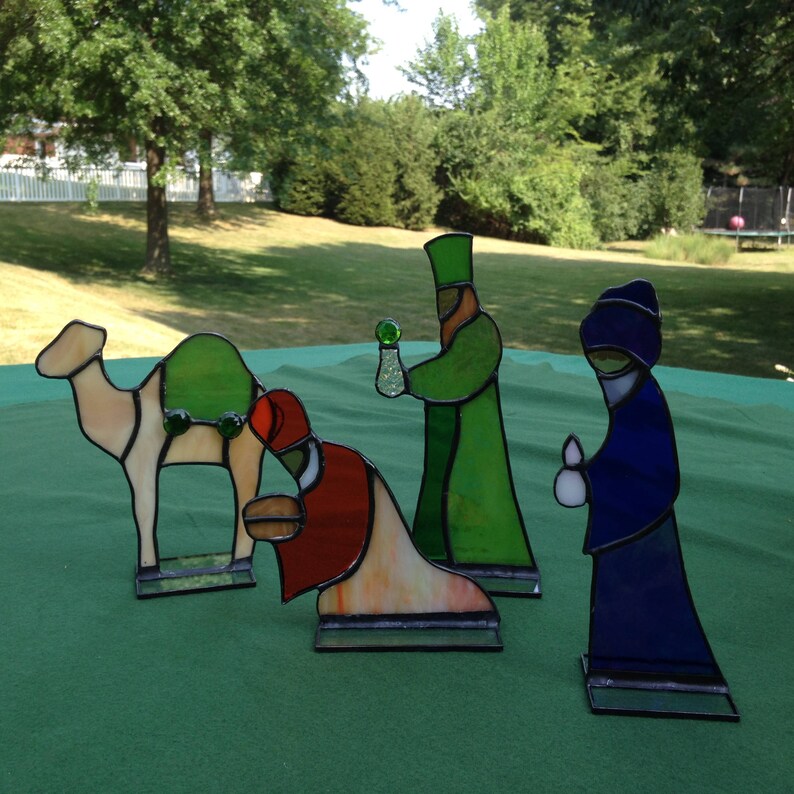 Stained Glass Nativity Set Stained Glass Christmas Nativity Etsy