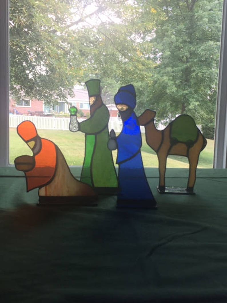 Stained Glass Nativity Set Stained Glass Christmas Nativity Etsy
