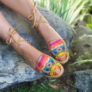 FINAL SALE Arcoiris Lace up huarache sandal//Mexican sandal/Mexican huarache//Mexican lace up huarache//Huaraches mexicanos//Mexican shoes//