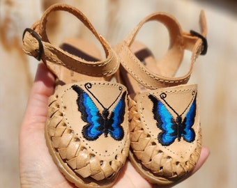 Huaraches Morpho Butterfly: sandalias de cuero hechas a mano para bebés y niños pequeños