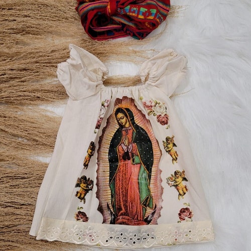 Virgen De Guadalupe Dress With Bow Our Lady Of Guadalupe Etsy