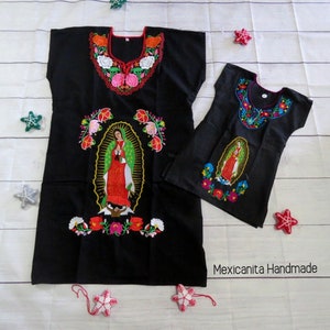 Vestidos bordados de la Virgen de Guadalupe para mamá y yo