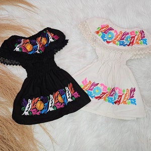 Schulterfreies mexikanisches Kleid für kleine Mädchen|Mexikanisches Kleid für Kinder|Mexikanisches Baby-Outfit||Blumenkleid||Osternkleid|| Cinco de Mayo Kleid