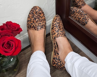 Leather Huarache Sandal: Animal Print Mexican Shoes, final sale