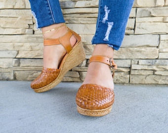 Lola mexican wedges//Mexican huarache//Mexican wedge sandal//Mexican heels//Huarache mexicano//Mexican sandal//Leather shoes//Pumps