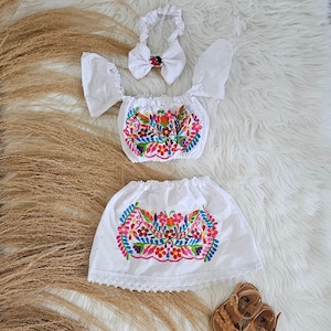 Coqueta Outfit|| Erster Geburtstag Outfit für Mädchen||Mexikanisches Baby Outfit||Mexikanisches Set für Babymädchen||Mexikanisches Kleid für Baby Mädchen|Bestickt
