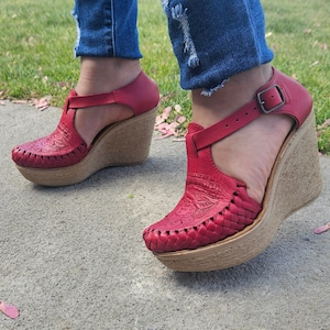 Natasha Mexican wedges/Mexican huarache//Mexican wedge sandal//Mexican heels//Huarache mexicano//Mexican sandal//Wedges for women