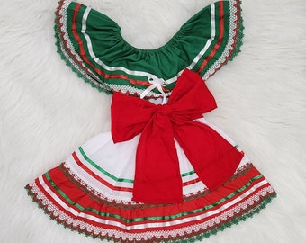 Tricolor Mexican Dress for Baby Girl: Fiesta Party Outfit