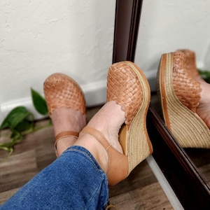 Elena coffe Mexican wedges//High heel huarache//Mexican huarache//Mexican wedge sandal//Mexican heels//Huarache mexicano//Mexican sandal,