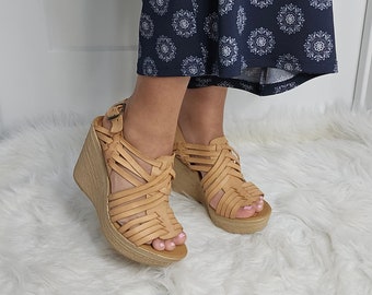 Amalia huarache sandal||Mexican huaraches||Wegdes sandals for women||White sandals||Wedding sandals||dressy wedge sandals||womens huarache