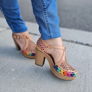 Guadalajara natural//Mexikanische Keile//Huarache High Heel//Mexikanische Absatzschuhe/Huarache//Mexikanische Sandale
